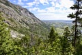 View toward the prairies from Bears Hump hiking trail at Waterton Lakes National Park Royalty Free Stock Photo