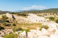 View toward the ruins of Council Chamber Bouleuterion of ancient Patara in Antalya province of Turkey