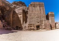 A view towards burial sites in the ancient city of Petra, Jordan Royalty Free Stock Photo