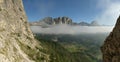 View towards Colfosco on Via Ferratta Tridentina, Dolomites, Italy Royalty Free Stock Photo