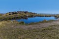 A view towards Doxey Pool from the edge of the Roaches escarpment, Staffordshire, UK Royalty Free Stock Photo