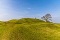 A view towards the eastern ramparts of the Iron Age Hill fort remains at Burrough Hill in Leicestershire, UK Royalty Free Stock Photo