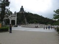 View from Ngong Ping Piazza towards Tian Tan Buddha, Lantau island, Hong Kong Royalty Free Stock Photo