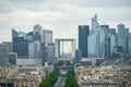 View towards Grande Arche de la Defense Paris downtown