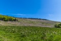 A view towards the highest part of the escarpment of Stanage Edge in the Peak District, UK Royalty Free Stock Photo