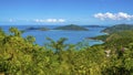 A view towards the islands of Guana, Great Camanoe and Scrub from the main island of Tortola Royalty Free Stock Photo