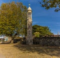 A view towards the Mayflower Pilgrim memorial and the thirteen-century town walls in Southampton, UK Royalty Free Stock Photo