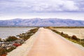 View towards Mission peak from Moffett bay trail on a cloudy day, Sunnyvale, south San Francisco bay area, California