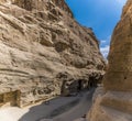 A view towards the narrow section of the gorge at Little Petra, Jordan