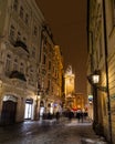 View Towards Old Town Square in Prague at Night Royalty Free Stock Photo