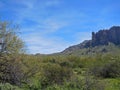 View Towards the Peaks at Lost Dutchman State Park Royalty Free Stock Photo