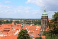 View towards Pirna cityscape with St. Marys Church from Sonnenstein castle Royalty Free Stock Photo