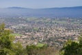 View towards a residential neighborhood in San Jose from the hills of Almaden Quicksilver County Park, south San Francisco bay,