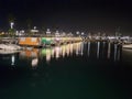 View towards the Rock of Gibraltar from Mid Harbour small boats marine,