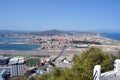 View towards the Rock of Gibraltar from Mid Harbour small boats marine,