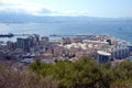 View towards the Rock of Gibraltar from Mid Harbour small boats marine,