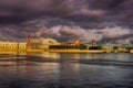 View towards the Rostral Columns, Saint-Petersburg Russia Royalty Free Stock Photo