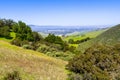 View towards San Jose from the verdant hills of south San Francisco bay area, Santa Clara county