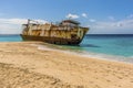 A view towards a shipwreck on Governors beach on Grand Turk Royalty Free Stock Photo