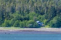 A view towards the shoreline in the Gastineau Channel on the approach to Juneau, Alaska Royalty Free Stock Photo