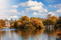 View towards St. James Park in London during autumn, United Kingdom Royalty Free Stock Photo