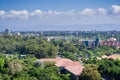 View towards Stanford campus, Palo Alto and Menlo Park, Dumbarton bridge and San Francisco bay