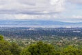 View towards Sunnyvale and Mountain View, Silicon Valley on a cloudy day, after a storm, south San Francisco bay, California Royalty Free Stock Photo