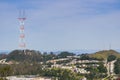 View towards Sutro tower and Twin peaks and the surrounding residential areas, San Francisco, California Royalty Free Stock Photo