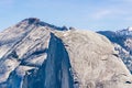 View towards the top of Half Dome in Yosemite National Park; Clouds Rest peak visible in the background, Sierra Nevada mountains, Royalty Free Stock Photo