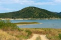 View towards the Tsonevo lake and the hills around it Royalty Free Stock Photo