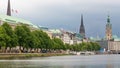 View towards the waterfront promenade at Ballindamm Royalty Free Stock Photo