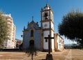 View of tower bell at Vila Real Igreja do Calvario cathedral, in Vila Real Downtown