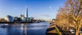 View from Tower Bridge across the River Thams to the Shard and City Hall on the Southbank in London, UK Royalty Free Stock Photo