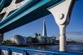 View from Tower Bridge across the River Thams to the Shard and City Hall on the Southbank in London, UK Royalty Free Stock Photo