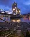 View of Tower Bridge from Horselydown Old Stairs Royalty Free Stock Photo