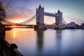 View Of Tower Bridge at sunrise in London, Uk. Royalty Free Stock Photo