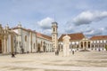 View of the tower building of the University of Coimbra, classic architectural structure with masonry