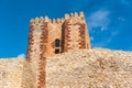 View of the tower Castillo de Molina de Aragon in Guadalajara province, Spain. Copy space for text.