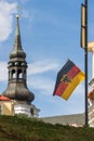 View of tower of,  Cathedral of Saint Mary the Virgin, also known as Dome Church, Tallinn, Estonia Royalty Free Stock Photo