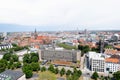 View from the tower of the civil hall on the cityscape and built structure of hannover germany