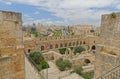 View of the Tower of David courtyard and new Jerusalem Royalty Free Stock Photo