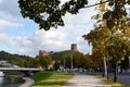 View of the tower of Gediminas on Castle hill. Royalty Free Stock Photo