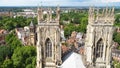 View from the tower if York Minster towards the cathedral twin towers, Great Britain Royalty Free Stock Photo