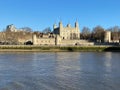 View of the Tower of London against the blue sky. England. Royalty Free Stock Photo