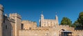 View of the Tower of London on a sunny day. Important building part of the Historic Royal Palaces