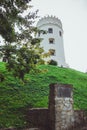 View of the Tower from the lower tier of the castle of Przemysl city Royalty Free Stock Photo