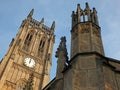 View of the tower and main building of the historic saint peters minster in leeds formerly the parish church completed in 1841