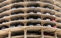 View of Tower of the Marina City building complex with its spiral parking in Chicago. Royalty Free Stock Photo