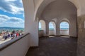 View from the tower of the Mukachevo castle on the city and on the terrace