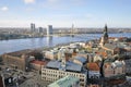 The view from tower of Saint Peters Church on cityscape of Riga Royalty Free Stock Photo